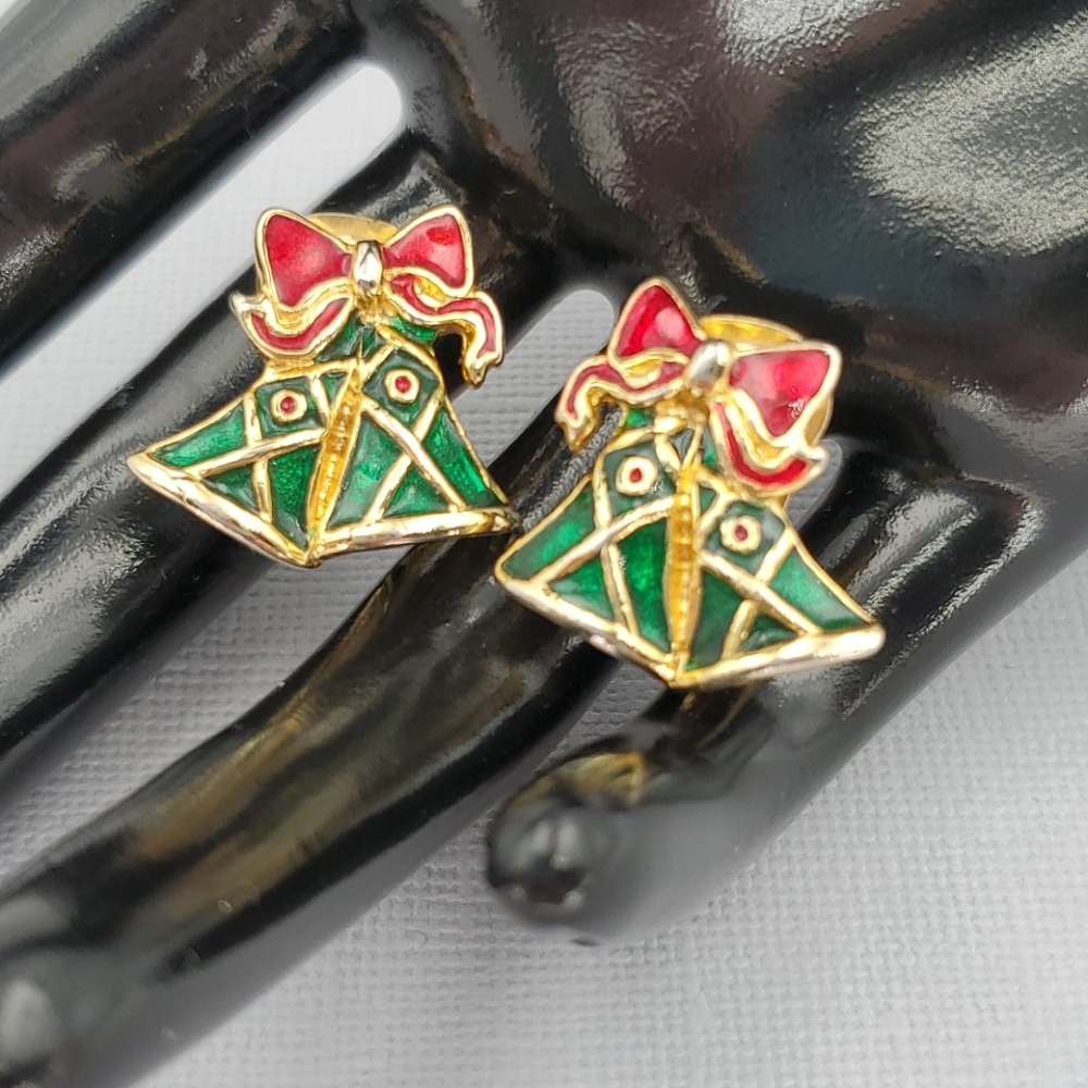 Vintage Christmas Bells Clip On Earrings